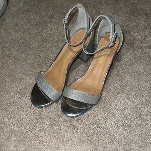 Silver Short Heels Size 8